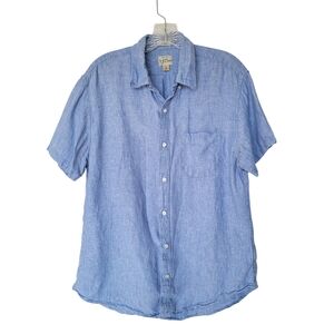 J.Crew Light Blue 100% Linen Short Sleeve Men's Shirt